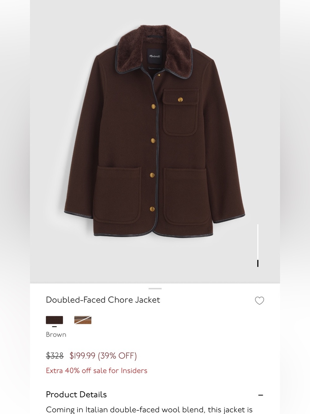 Double Faced Chore Jacket- NEVER WORN